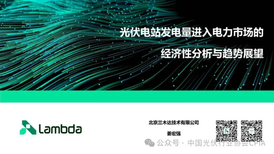 光伏电站发电量进入电力市场的经济性分析与趋势展望--兰木达  光伏业协会.pdf_第1页