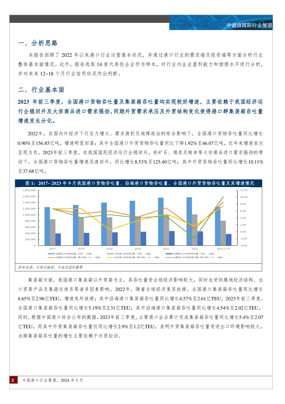 中国港口行业展望（2024年1月）--中诚信国际.pdf_第2页