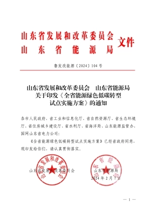 【政策】山东全省能源绿色低碳转型试点实施方案.pdf