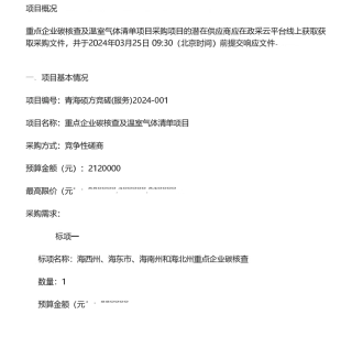 【招标】碳核查212万-关于重点企业碳核查及温室气体清单项目的竞争性磋商公告.pdf