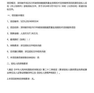 【招标】碳排放327.36万-深圳碳市场2023年碳非放数据质量全流程技术支持服务项目.pdf