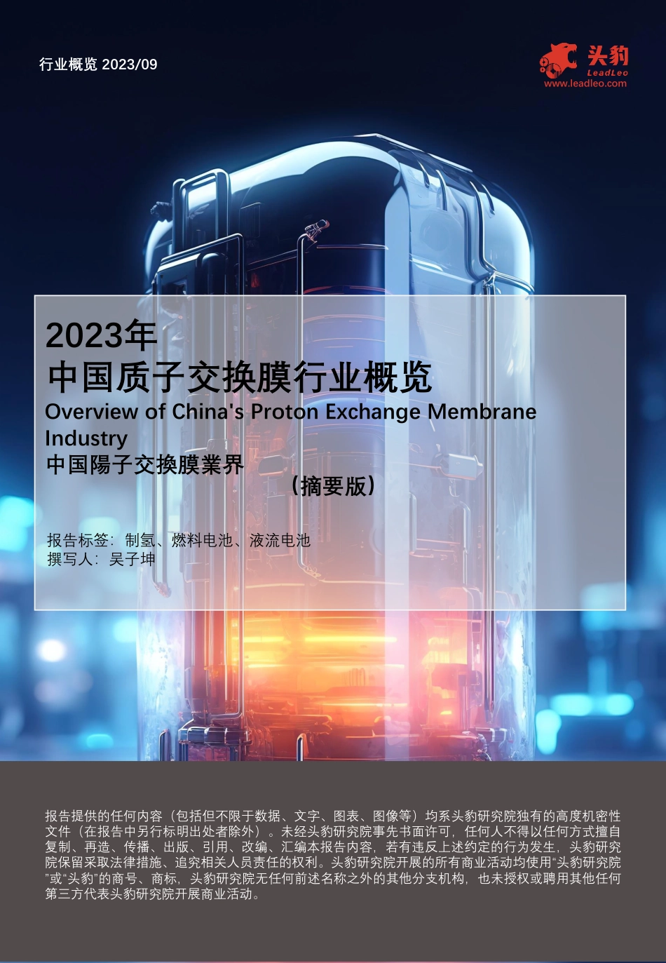 头豹：2023年中国质子交换膜行业概览（摘要版）_第1页