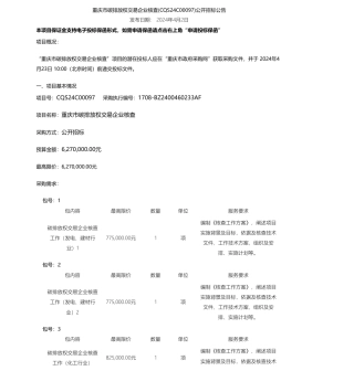 【招标】碳核查627万-重庆市碳排放权交易企业核查(CQS24C00097)公开招标公告