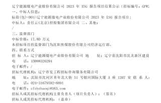 【中标】ESG服务17.8万-辽宁能源煤电产业股份有限公司2023年ESG报告项目结果公示-责任云控股集团有限公司