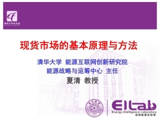 清华大学-现货市场的基本原理与方法