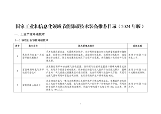 【政策】工信部：国家工业和信息化领域节能降碳技术装备推荐目录（2024年版）