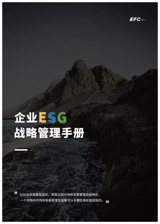 《企业ESG战略管理手册》- EFC环一