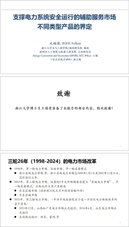 支撑电力系统安全运行的辅助服务市场不同类型产品的界定——浙江大学 文福拴