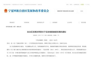 宁夏回族自治区发展和改革委员会：自治区发展改革委关于促进储能健康发展的通知