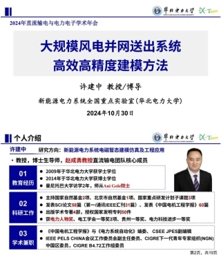 大规模风电并网送出系统高效高精度建模——许建中