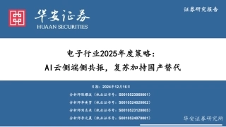 华安证券：电子行业2025年度策略：AI云测端侧共振，复苏加持国产替代