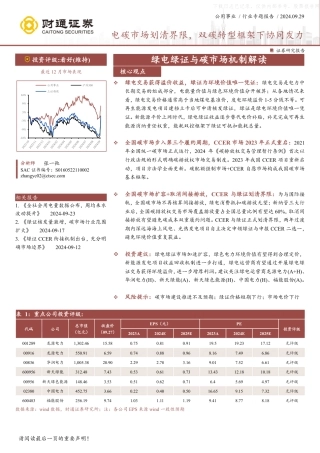 财通证券：电碳市场划清界限，双碳转型框架下协同发力
