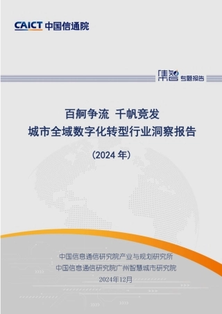 百舸争流 千帆竞发：城市全域数字化转型行业洞察报告（2024年）
