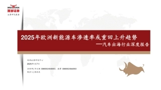 西部证券：2025年欧洲新能源车渗透率或重回上升趋势——汽车出海行业深度报告