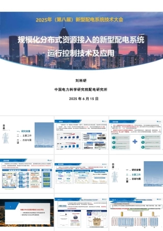 中国电科院 刘科研：规模化分布式资源接入的新型配电系统运行控制技术及应用