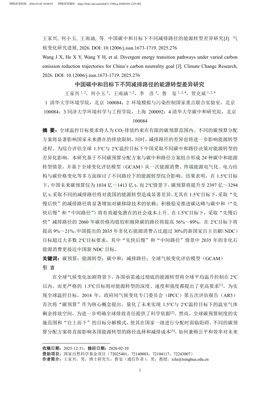 中国碳中和目标下不同减排路径的能源转型差异研究_第2页