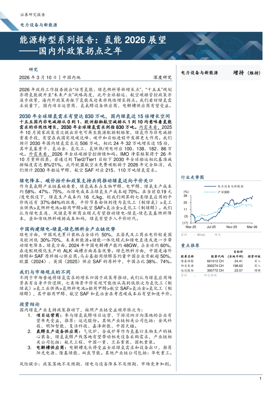 华泰证券：能源转型系列报告——氢能2026展望_第1页