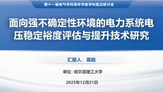 哈尔滨理工大学PPT：面向强不确定性环境的电力系统电压稳定裕度评估与提升技术研究 (1)