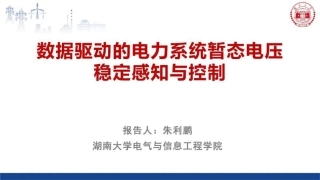 湖南大学PPT：数据驱动的电力系统暂态电压稳定感知与控制